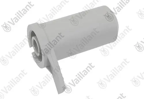 Vaillant-Zubehörteil in grauer Farbe, zylindrische Form mit seitlicher Halterung zur Befestigung.